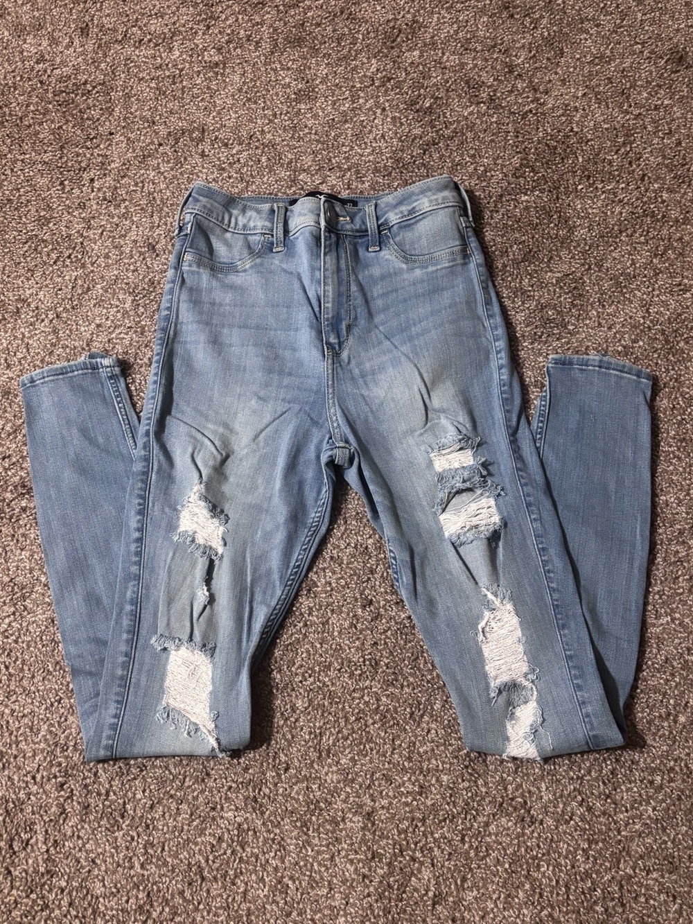 Hollister Light Wash Distressed High-Rise Skinny Jeans